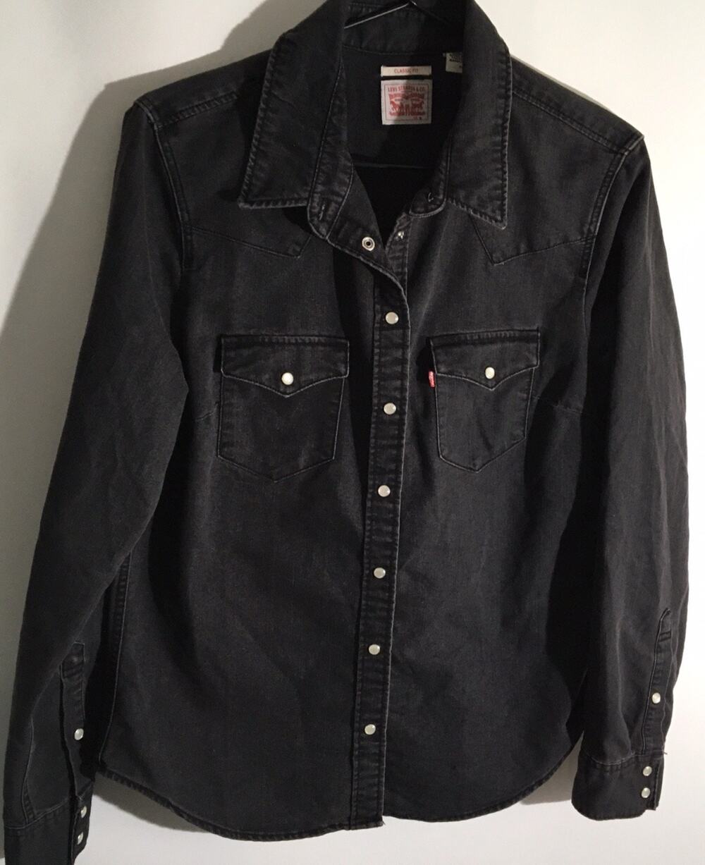 Levi's Ultimate Women's Size Medium Black Western Fringe Denim Long Sleeve Top